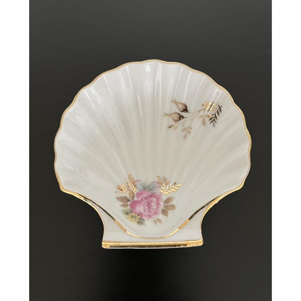 Vintage Saji Occupied Japan Hand Painted Oyster 4" Trinket Candy Dish